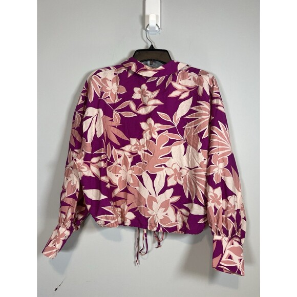 Drew Anthropologie Blouse Women’s medium Pink Floral Button Front NWT $216 - Picture 6 of 7